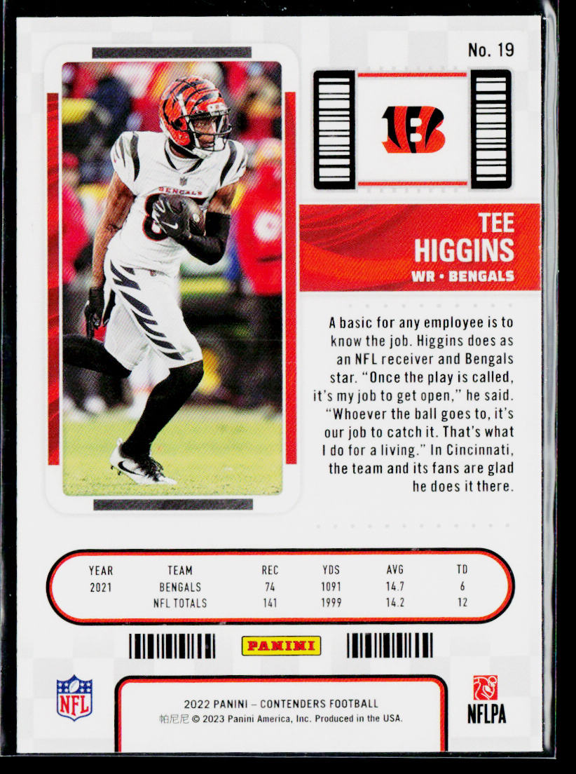 Tee Higgins 2022 Panini Contenders #19 Cincinnati Bengals