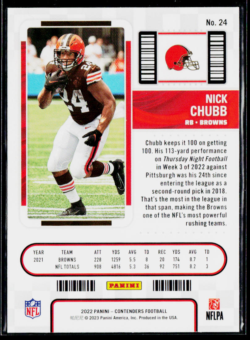 Nick Chubb 2022 Panini Contenders #24 Cleveland Browns