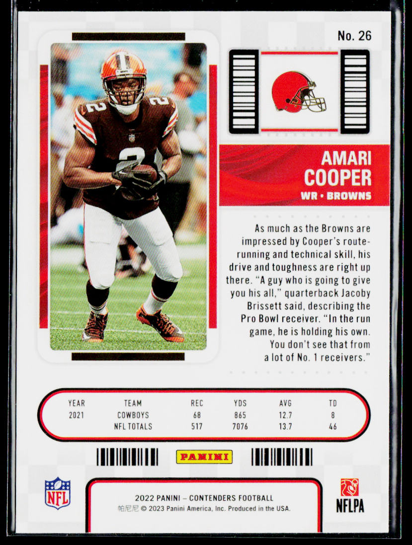 Amari Cooper 2022 Panini Contenders #26 Cleveland Browns