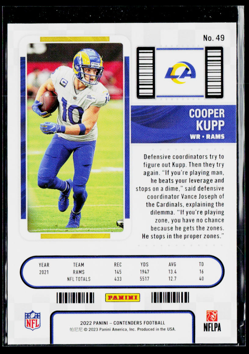 Cooper Kupp 2022 Panini Contenders #49 Los Angeles Rams