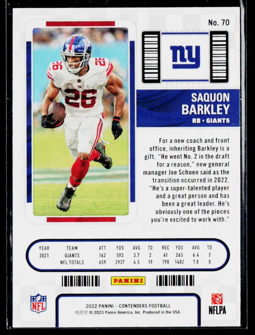 Saquon Barkley 2022 Panini Contenders #70 New York Giants