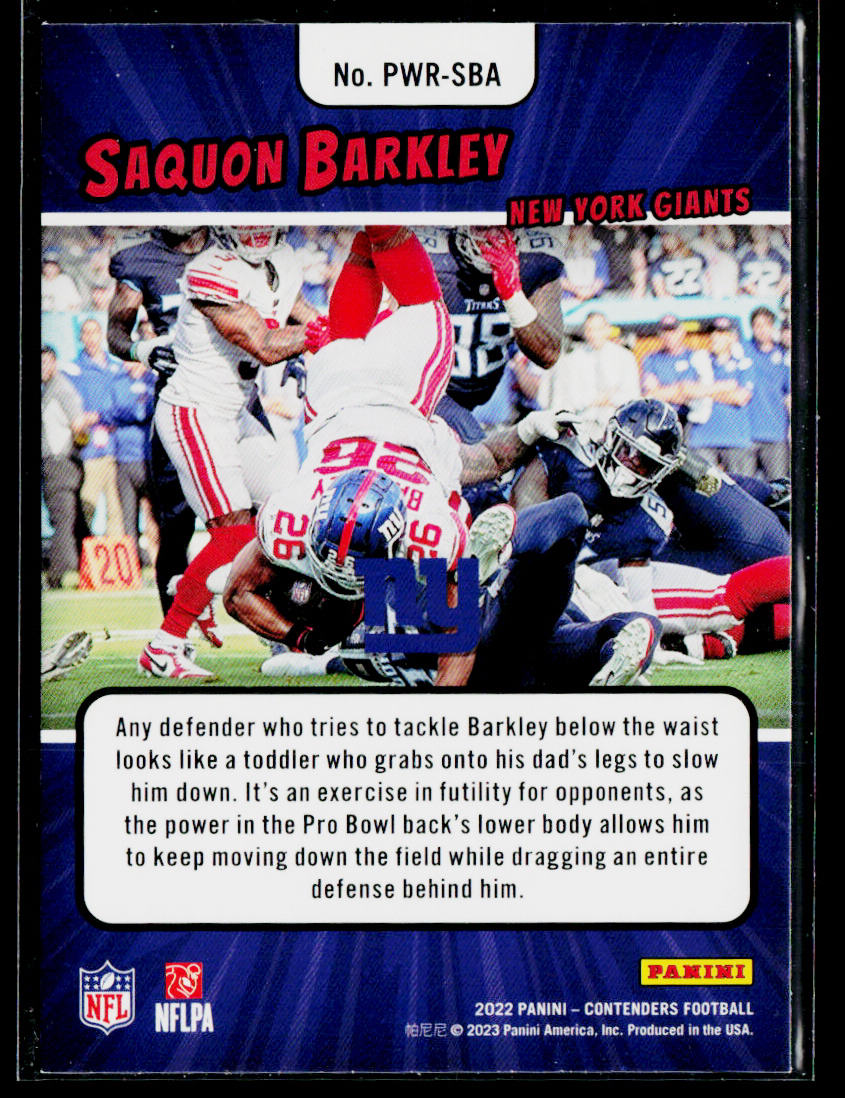 Saquon Barkley 2022 Panini Contenders Power Players #PWR-SBA New York Giants