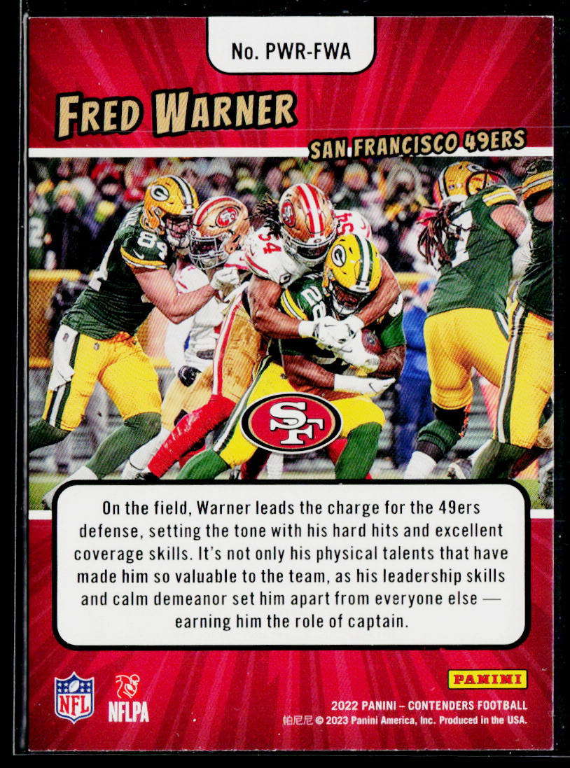 Fred Warner 2022 Panini Contenders Power Players #PWR-FWA San Francisco 49ers