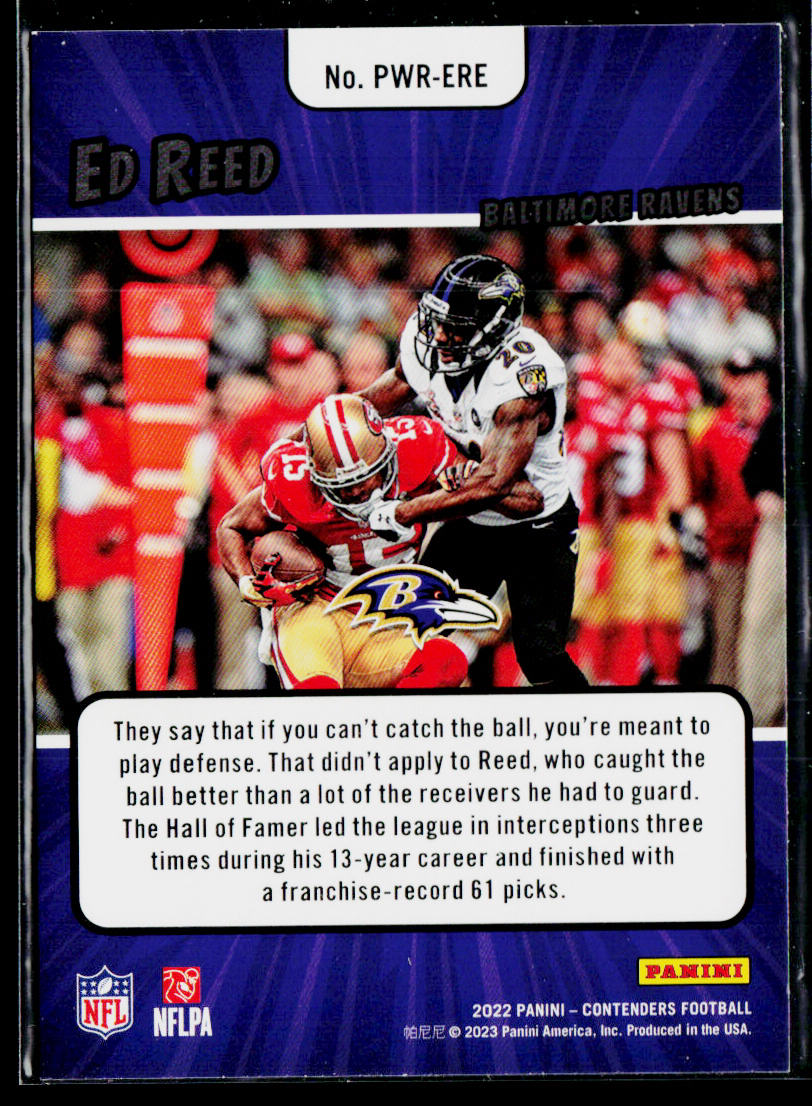 Ed Reed 2022 Panini Contenders Power Players #PWR-ERE Baltimore Ravens