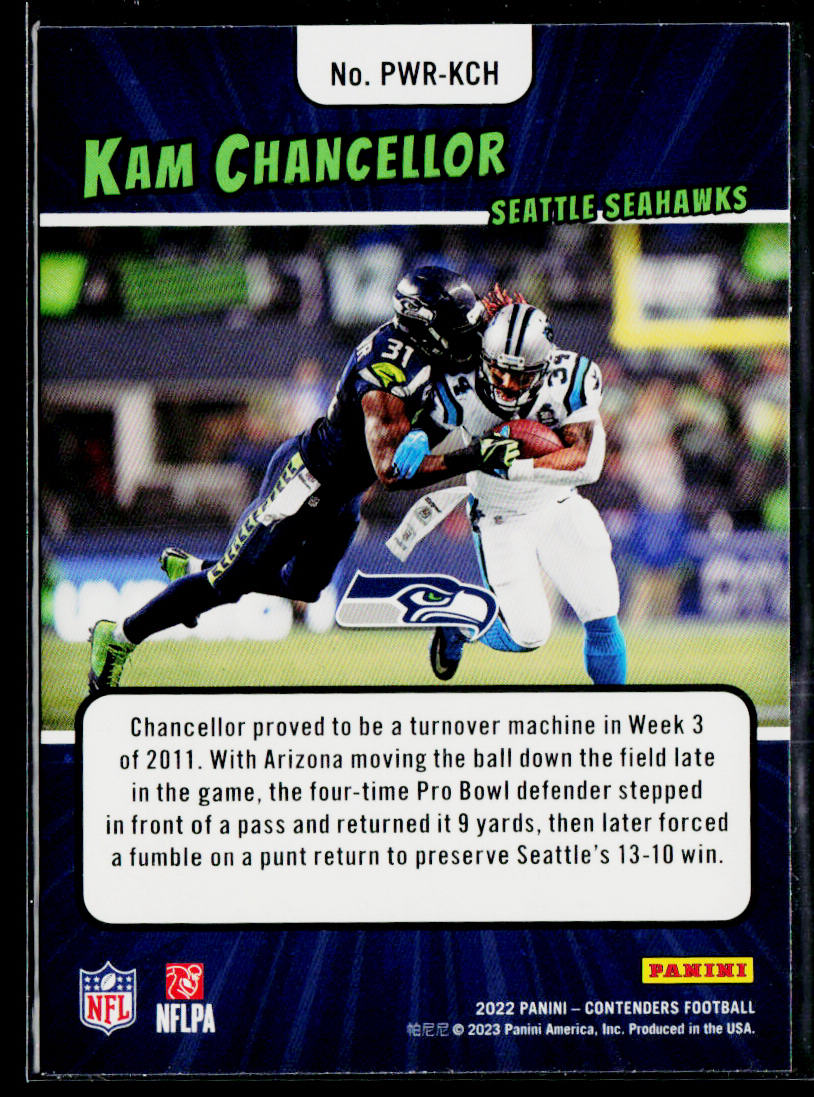 Kam Chancellor 2022 Panini Contenders Power Players #PWR-KCH Seattle Seahawks