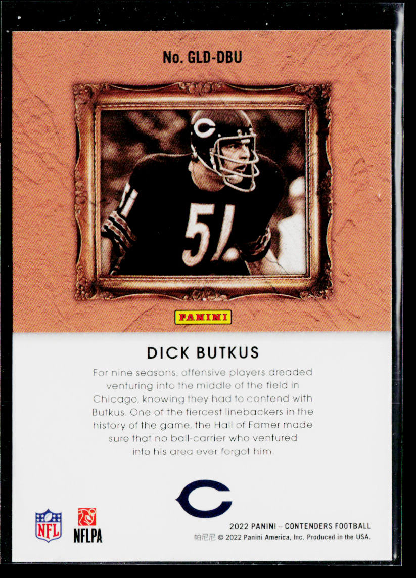 Dick Butkus 2022 Panini Contenders Gladiators Emerald #GLD-DBU Chicago Bears