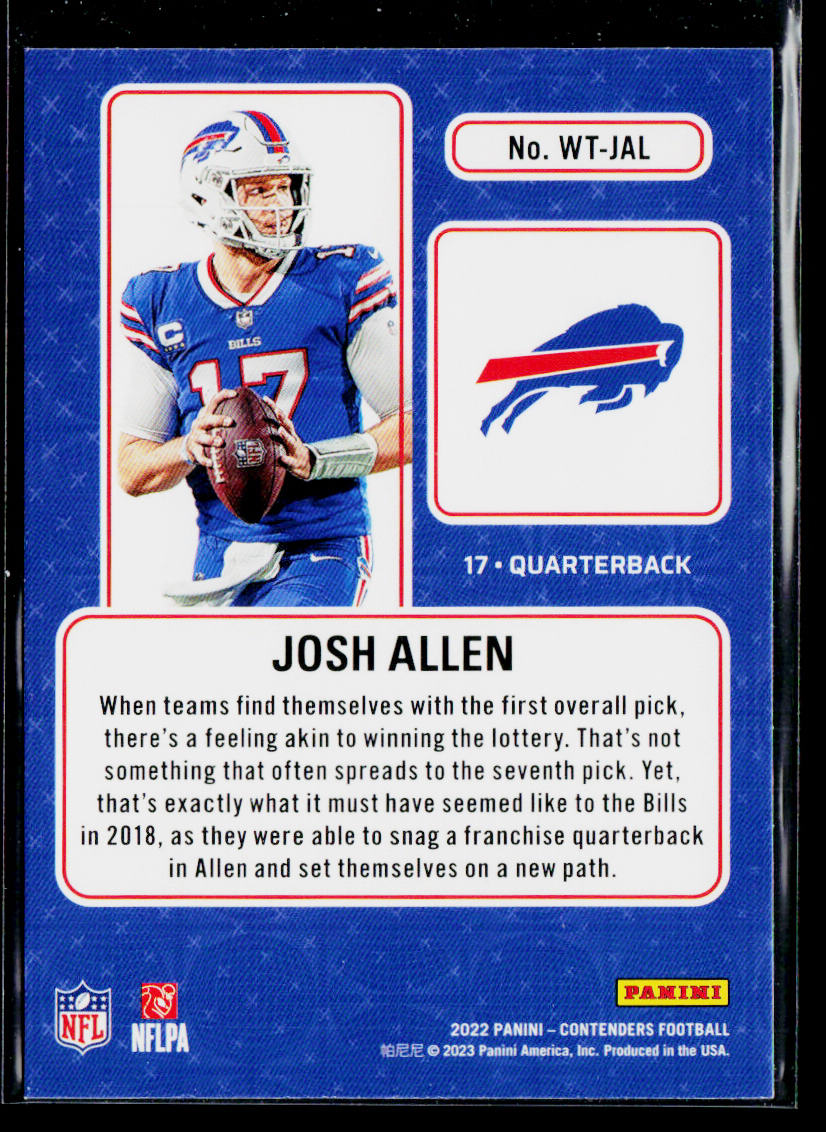 Josh Allen 2022 Panini Contenders Winning Ticket #WT-JAL Buffalo Bills