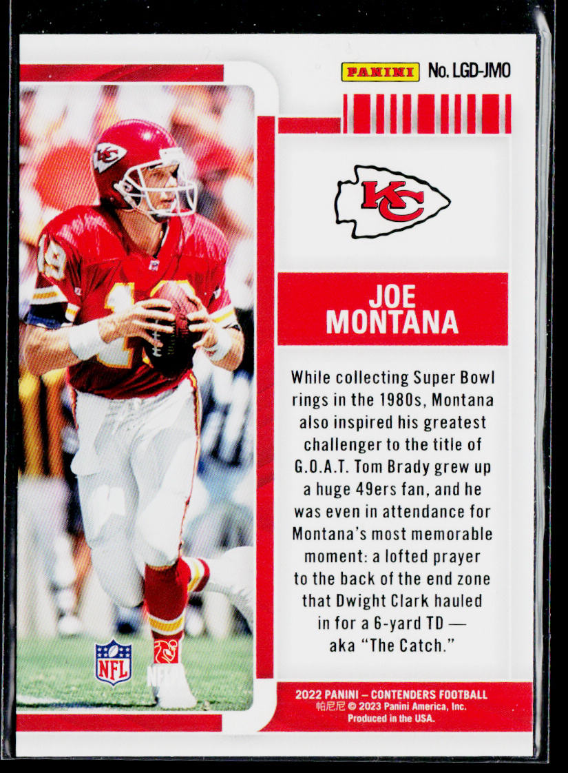 Joe Montana 2022 Panini Contenders Legendary Emerald #LGD-JMO Kansas City Chiefs