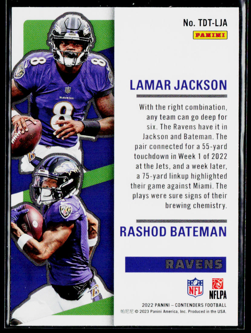 Lamar Jackson / Rashod Bateman 2022 Contenders TD Tandems Emerald #TDT-LJA
