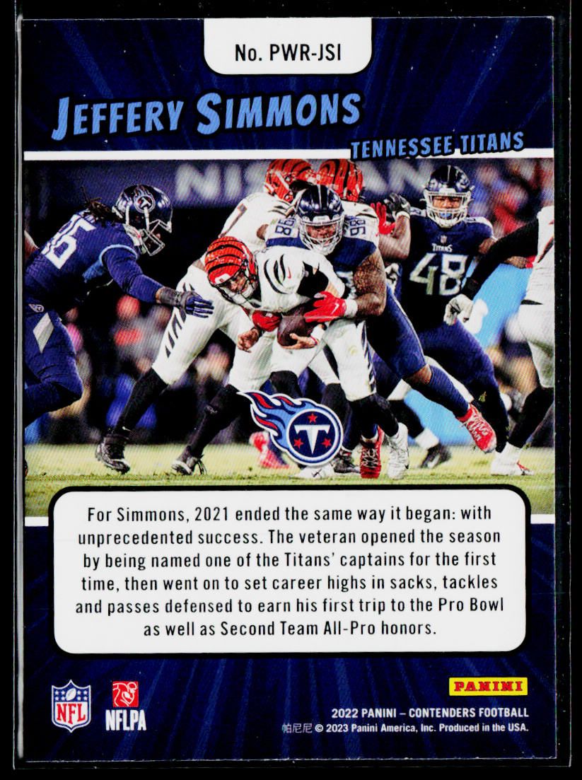 Jeffery Simmons 2022 Panini Contenders Power Players Emerald #PWR-JSI