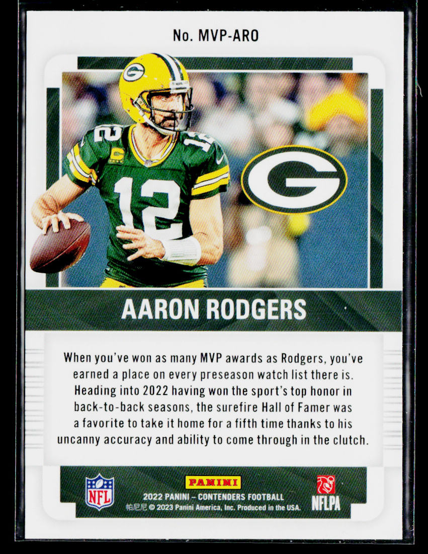 Aaron Rodgers 2022 Panini Contenders MVP Contenders Emerald #MVP-ARO Packers