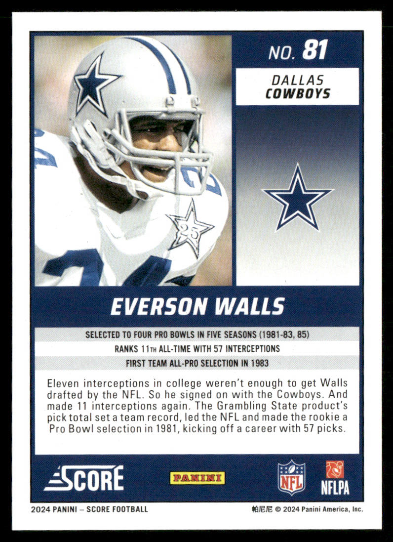 Everson Walls 2024 Score #81 Dallas Cowboys