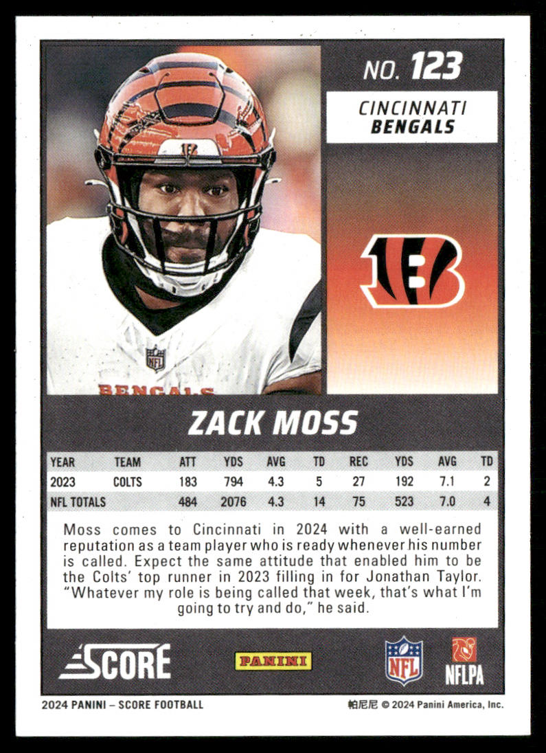 Zack Moss 2024 Score #123 Cincinnati Bengals