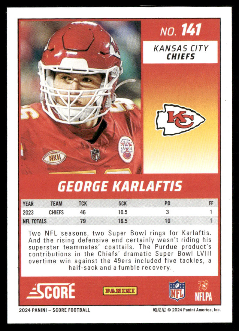 George Karlaftis 2024 Score #141 Kansas City Chiefs