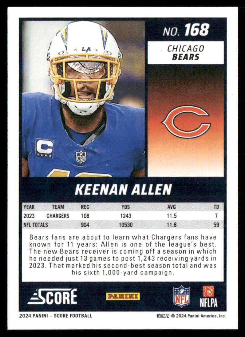 Keenan Allen 2024 Score #168 Chicago Bears