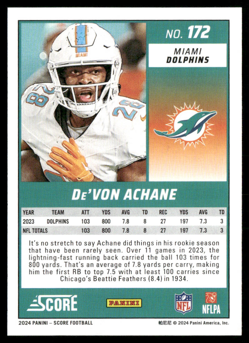 De'Von Achane 2024 Score #172 Miami Dolphins