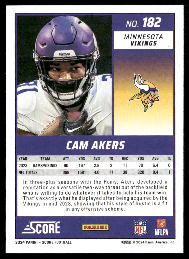 Cam Akers 2024 Score #182 Minnesota Vikings