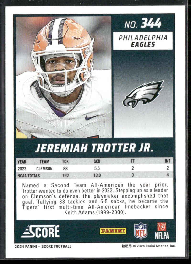 Jeremiah Trotter Jr. 2024 Score #344 RC Philadelphia Eagles