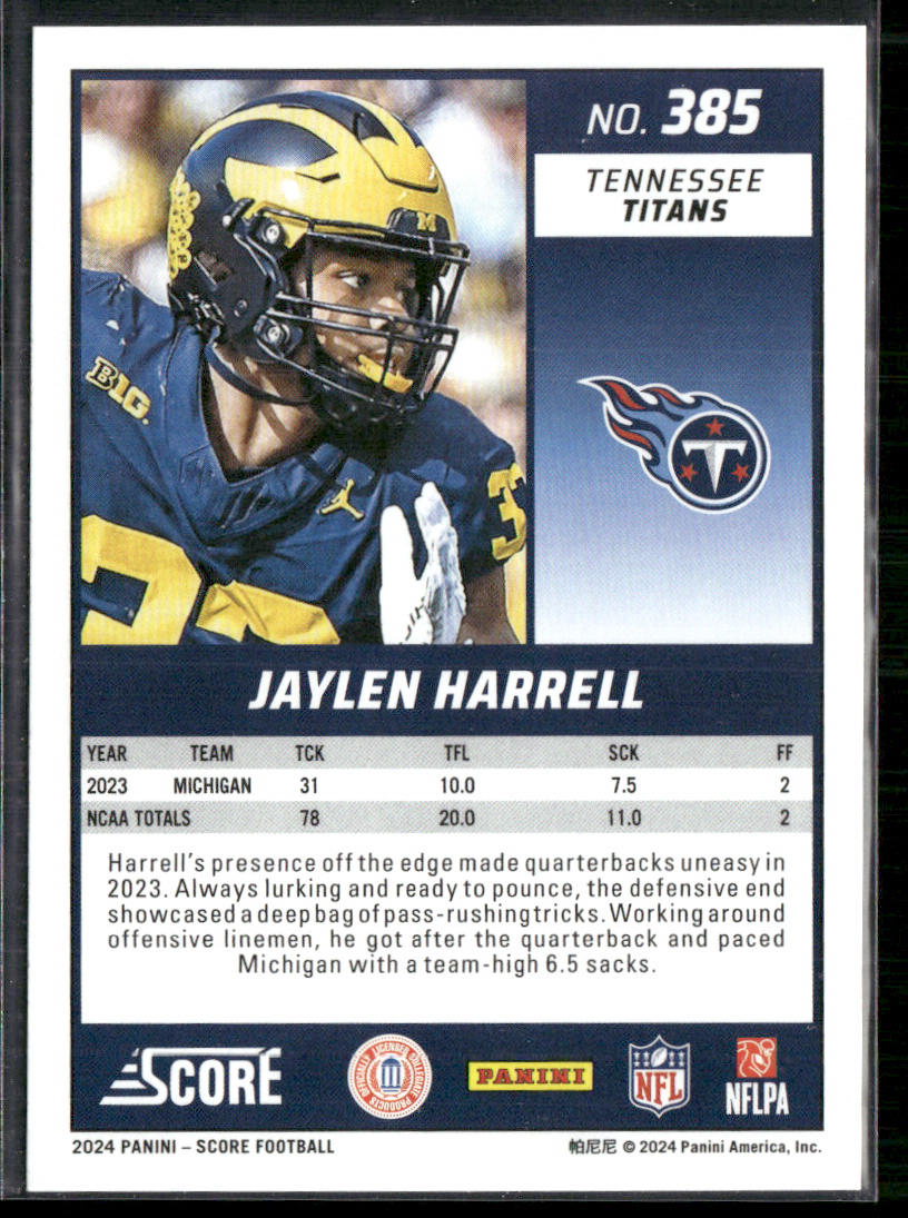 Jaylen Harrell 2024 Score #385 RC Tennessee Titans