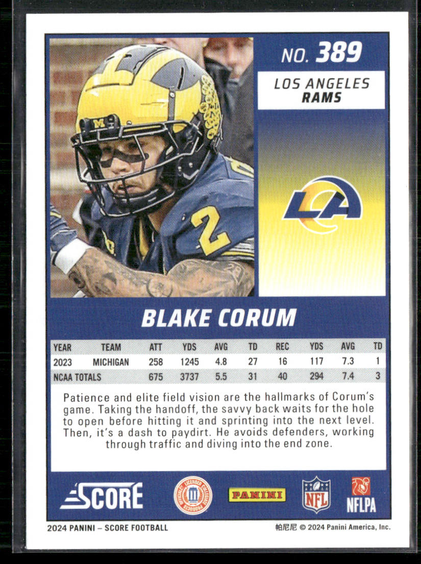 Blake Corum 2024 Score #389 RC Los Angeles Rams