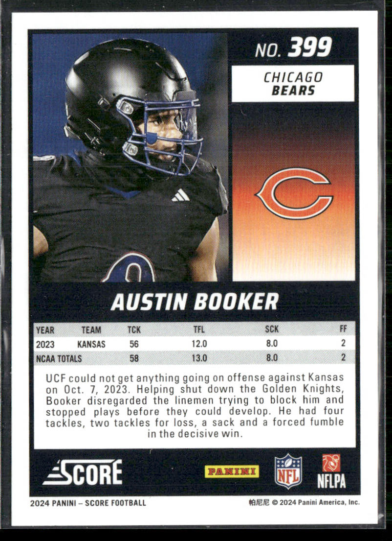 Austin Booker 2024 Score #399 RC Chicago Bears
