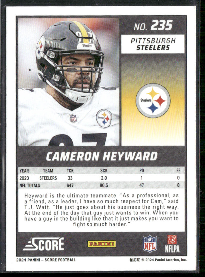 Cameron Heyward 2024 Score Green #235 Pittsburgh Steelers