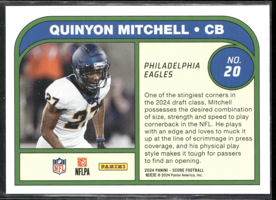 Quinyon Mitchell 2024 Score Protential #20 Philadelphia Eagles