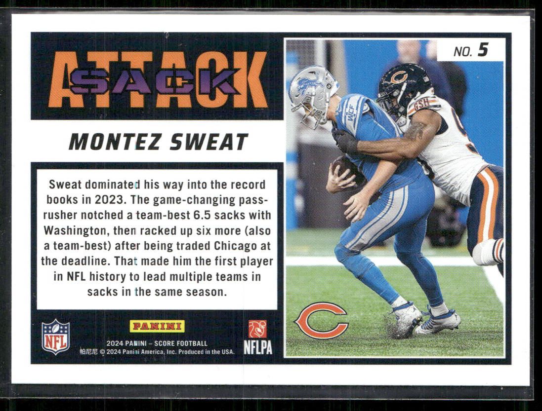 Montez Sweat 2024 Score Sack Attack #5 Chicago Bears