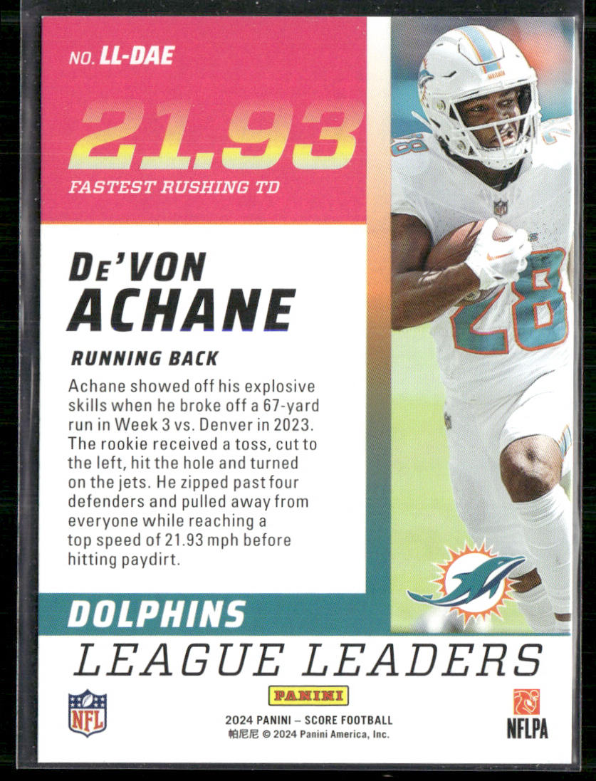 De'Von Achane 2024 Score League Leaders #LL-DAE Miami Dolphins