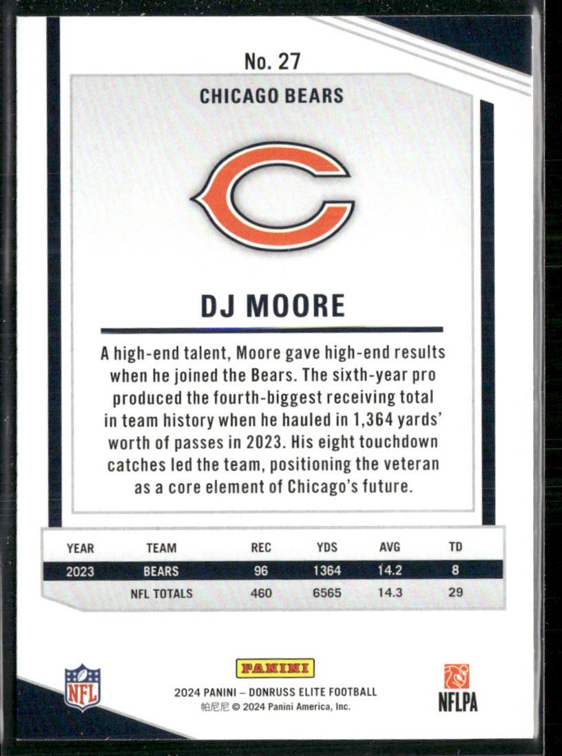 DJ Moore 2024 Donruss Elite #27 Chicago Bears