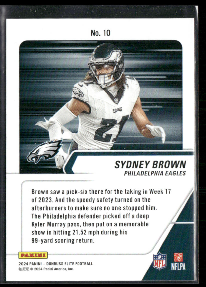 Sydney Brown 2024 Donruss Elite Full Throttle Green #10 Philadelphia Eagles
