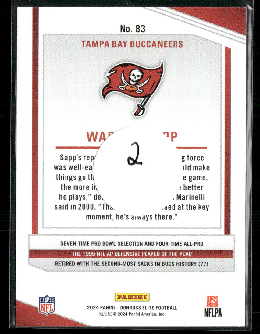 Warren Sapp 2024 Donruss Elite Green Disco #83 Tampa Bay Buccaneers
