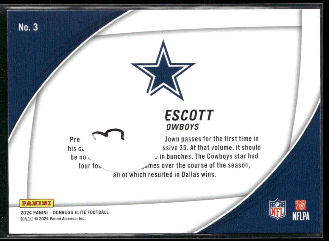 Dak Prescott 2024 Donruss Elite Field Vision Green #3 Dallas Cowboys