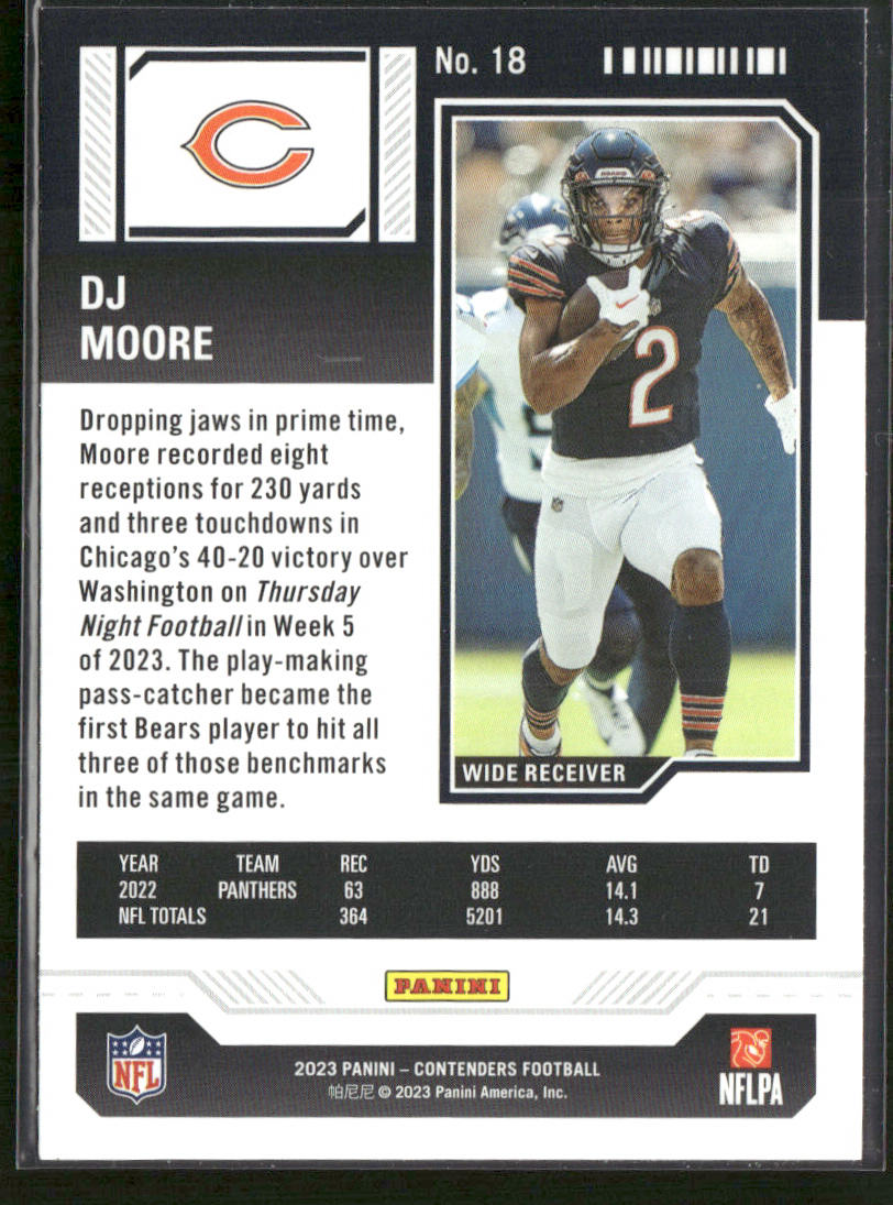 DJ Moore 2023 Panini Contenders #18 Chicago Bears