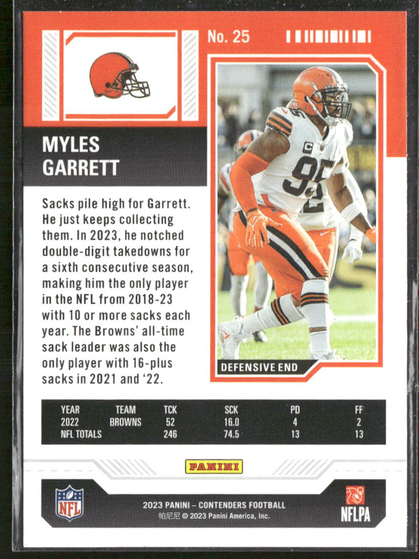 Myles Garrett 2023 Panini Contenders #25 Cleveland Browns