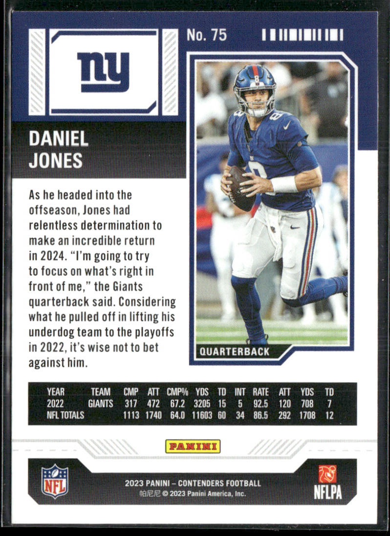 Daniel Jones 2023 Panini Contenders #75 New York Giants