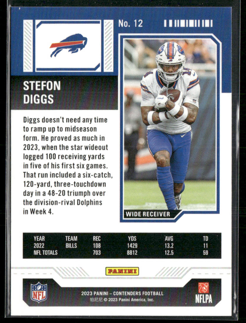 Stefon Diggs 2023 Panini Contenders Game Ticket Red #12 Buffalo Bills