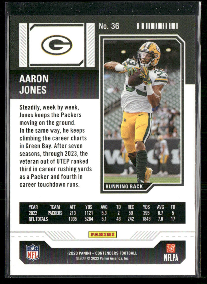 Aaron Jones 2023 Panini Contenders Game Ticket Red #36 Green Bay Packers