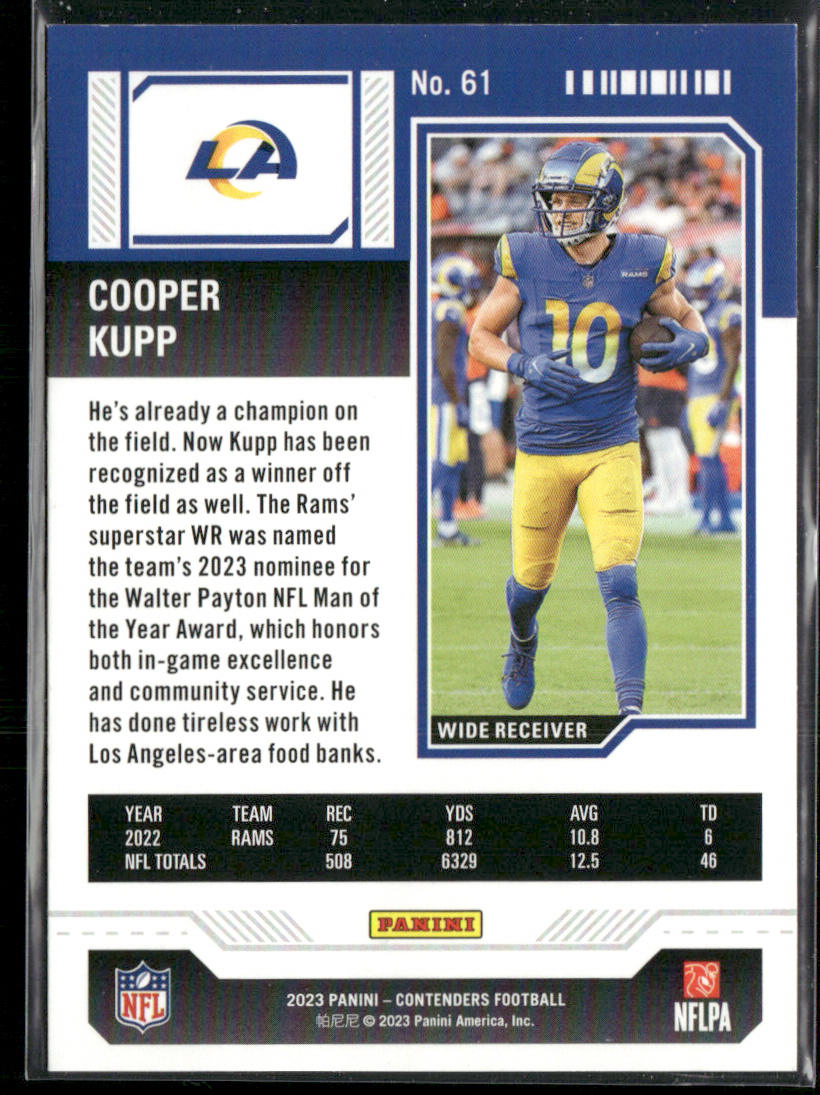 Cooper Kupp 2023 Panini Contenders Game Ticket Red #61 Los Angeles Rams