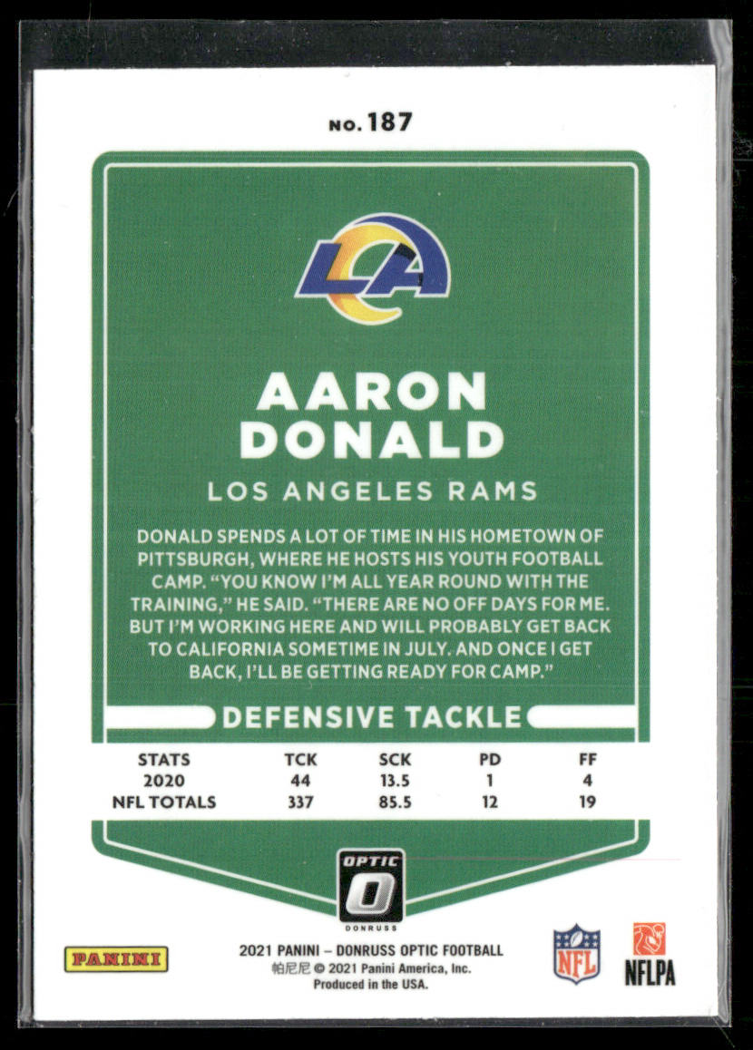 Aaron Donald 2021 Donruss Optic #187 Los Angeles Rams