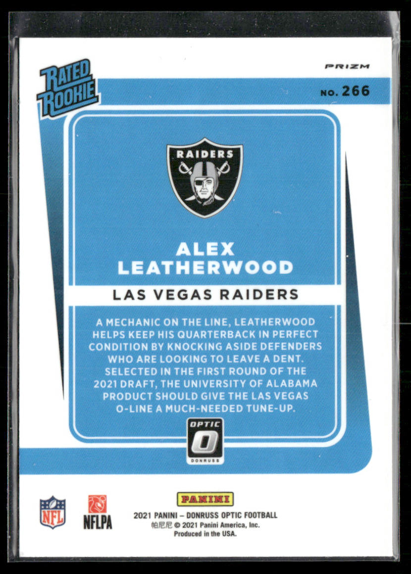 Alex Leatherwood 2021 Donruss Optic Teal Velocity #266 RC Las Vegas Raiders