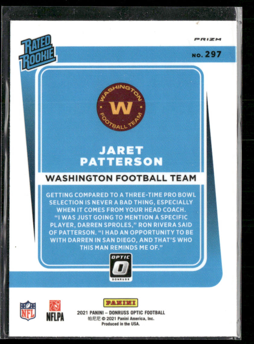 Jaret Patterson 2021 Donruss Optic Purple Shock #297 RC Washington Football Team