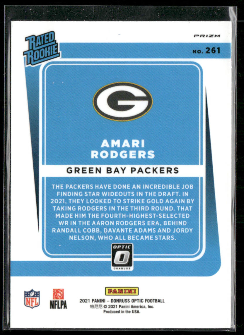 Amari Rodgers 2021 Donruss Optic Blue Scope #261 RC Green Bay Packers