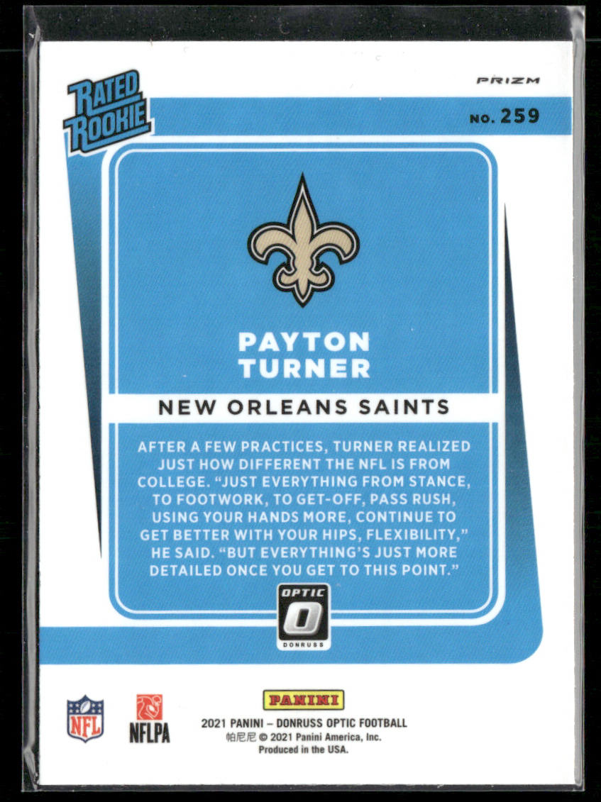 Payton Turner 2021 Donruss Optic Bronze #259 RC New Orleans Saints