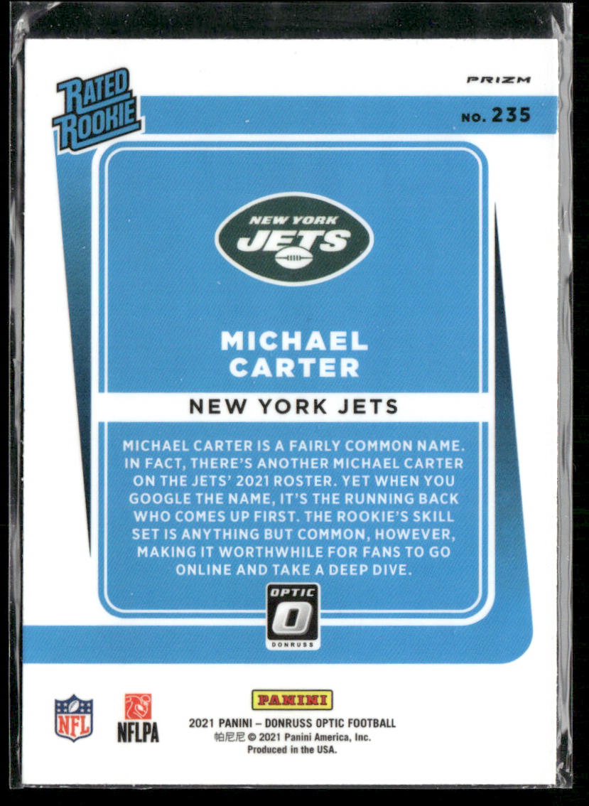 Michael Carter 2021 Donruss Optic Pink #235 RC New York Jets