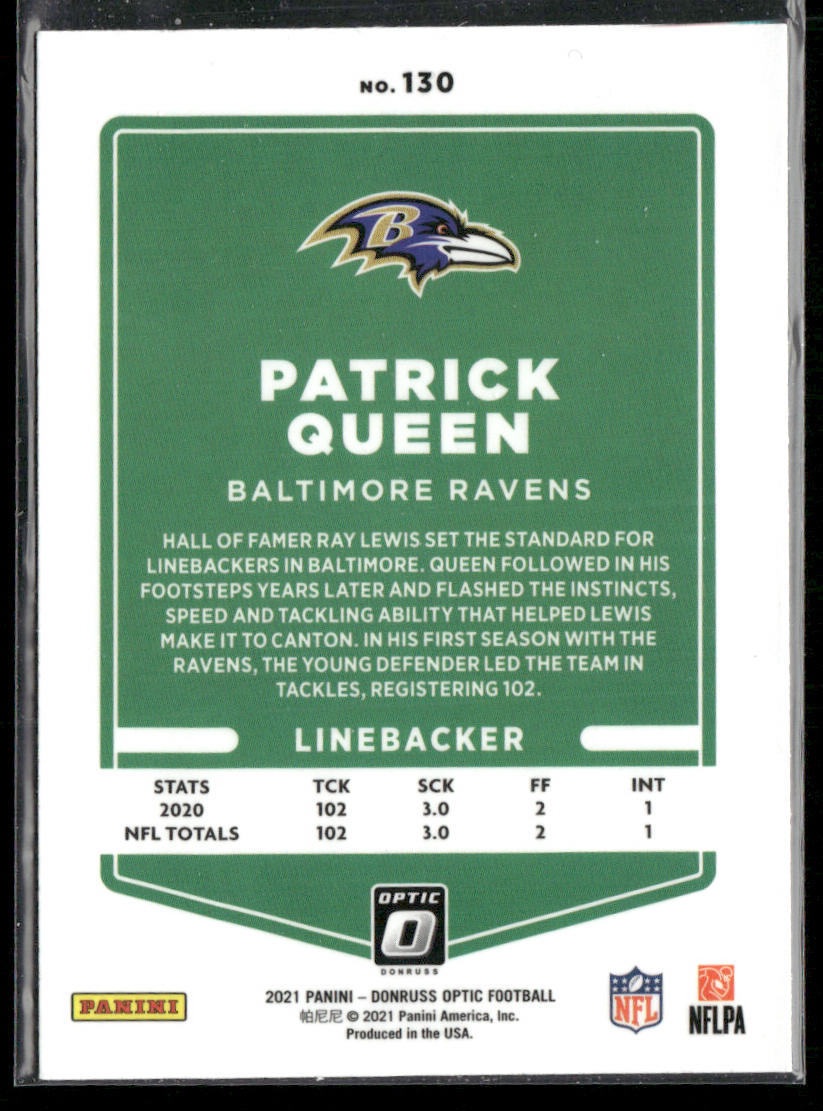 Patrick Queen 2021 Donruss Optic #130 Baltimore Ravens