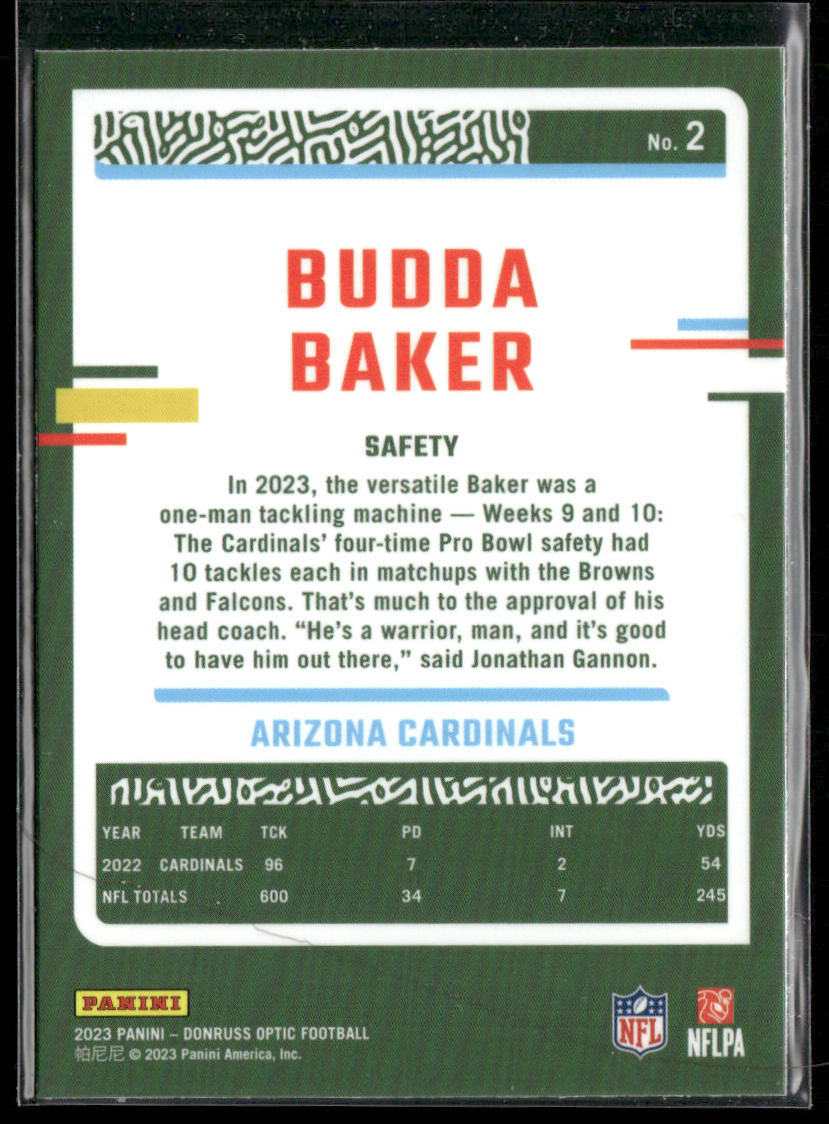 Budda Baker 2023 Donruss Optic #2 Arizona Cardinals