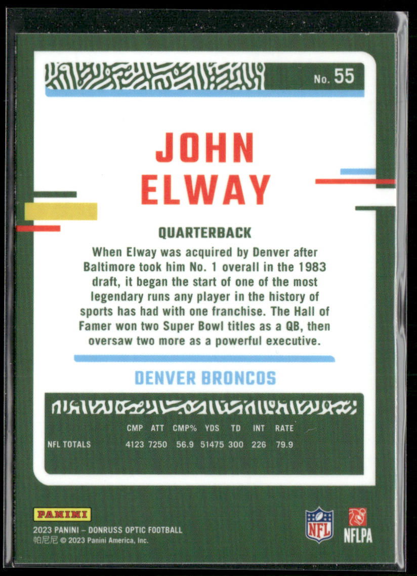 John Elway 2023 Donruss Optic #55 Denver Broncos