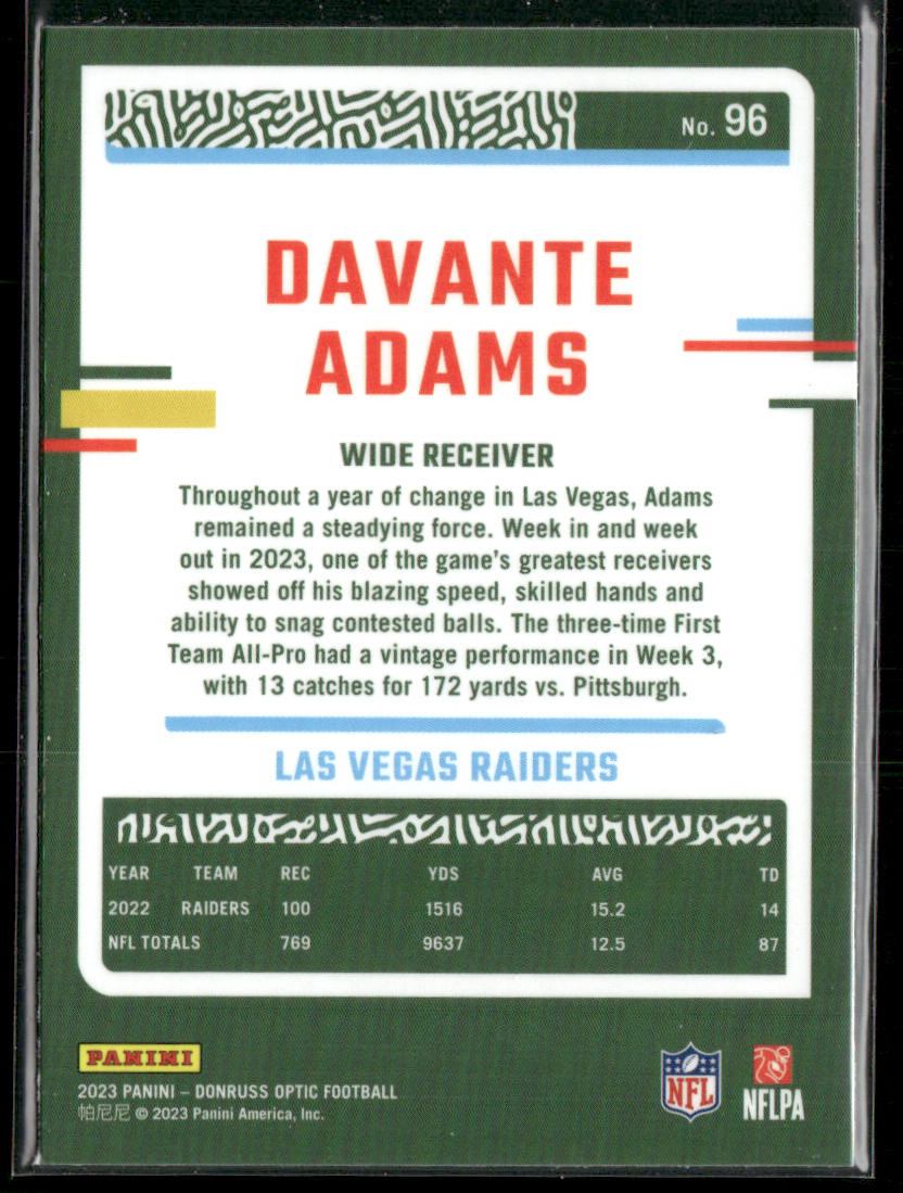 Davante Adams 2023 Donruss Optic #96 Las Vegas Raiders