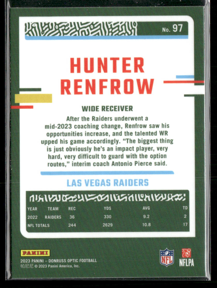 Hunter Renfrow 2023 Donruss Optic #97 Las Vegas Raiders
